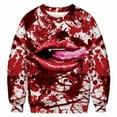 thumbnail image 4 of Sudadera informal con cuello redondo y mangas largas con estampado de Halloween para mujer, sudadera sin capucha con estampado de sangre personalizado Pompotops  FGAJ18960, 4 of 5