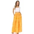 thumbnail image 5 of Sakkas Solid Embroidered Gypsy / Bohemian Full / Maxi / Long Cotton Skirt - Yellow - One Size, 5 of 5
