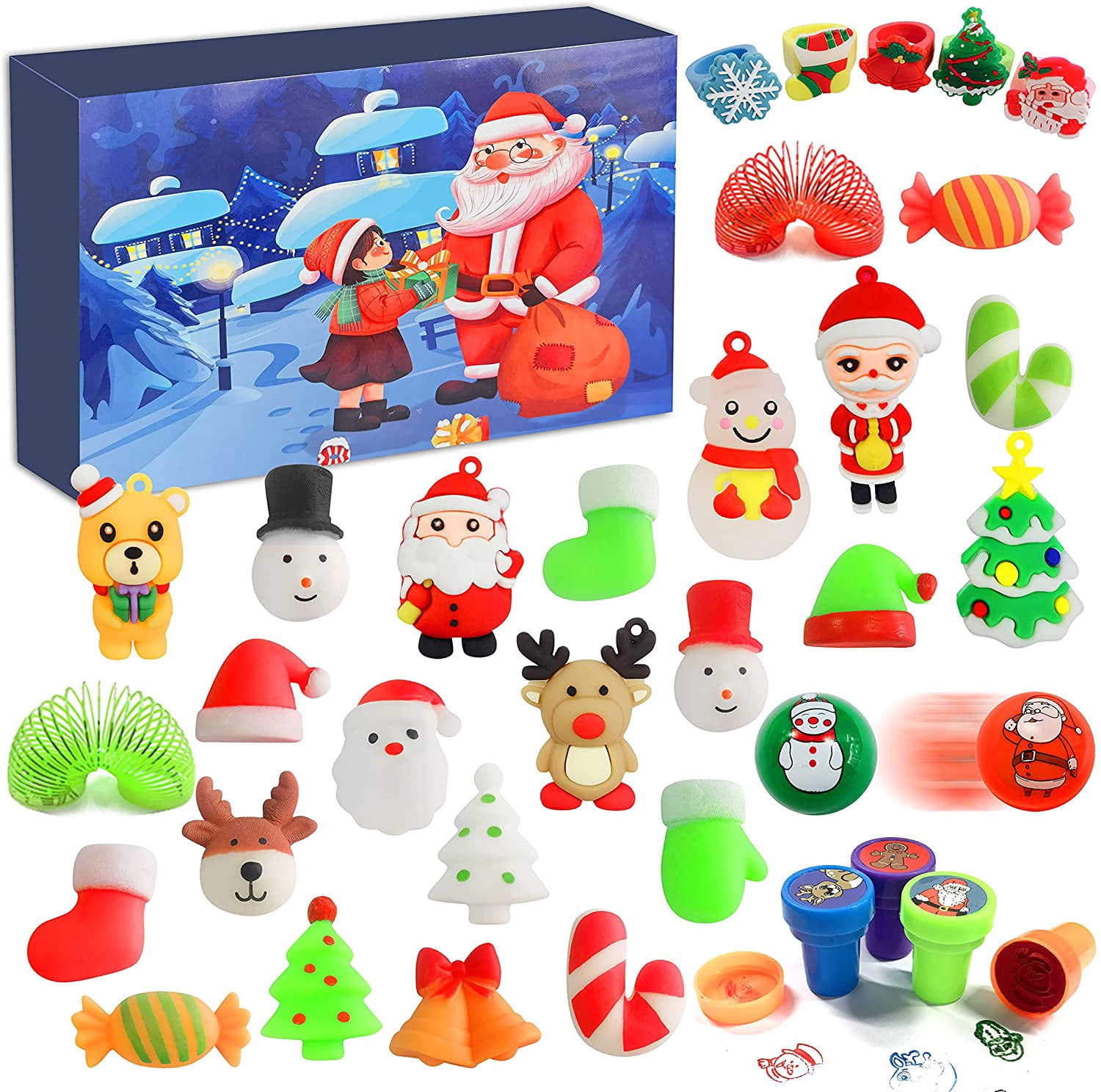 2021 Christmas 24 Days HolyToy Calendar,Holiday Countdown Calendar with 35  pcs Sensory Fidget Pack Like Squishies,Rings, Spring Coils, Circle,Seals,  Toys for Kids Party Favors,Christmas Miniatures - Walmart.com