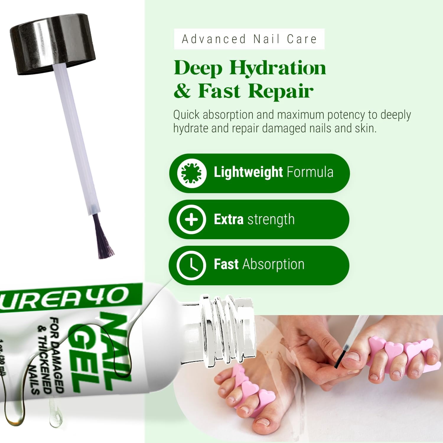 CLEAR Urea Nail Gel - Softens Cracked Heel Calluses & Thick Toenails - Repairs Damaged, Yellow, Discolored Nails – Highly Effective & Quick-Dry Fingernails & Toenail | Made in USA