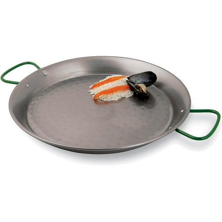 World Cuisine Stainless Steel Paella Pan - Paderno World Cuisine Blue Steel Paella Pan, Polished, 23.62