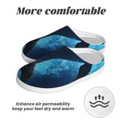 Rateoe Ice Blue Ocean Cute Dolphin Print Women's Men's Cotton Knit Slippers Lightweight Memory Foam Indoor House Shoes with Anti-Skid Sole-44/45