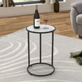 thumbnail image 6 of RiteSune Round C Shaped Side Table, Couch Side Tables That Slide Under, Coffee End Table with Faux Marble Top for Living Room, Balcony, Bedroom (Black Metal Frame), 6 of 15