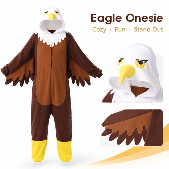 Adult Eagle Animal One-Piece Pajamas, Yellow Cosplay Onesie Sleepwear For Home Lounging, Costume Parties, Themed Events, Holiday Gatherings And Casual Indoor Wear For Adults