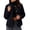 Black, variant on Women's Round Neck Tweed Blazer Jacket, Long Sleeve Open Front Button Decor Cropped Wool Blend Coat with Patch Pockets, Fall Spring Elegant Casual Outerwear for Office Daily Wear
