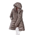 thumbnail image 1 of WEAIXIMIUNG Womens Down Jacket Women's Solid Color Mid Length Hooded Down Jacket with Drawstring Slim Fit Portable Outerwear, 1 of 4