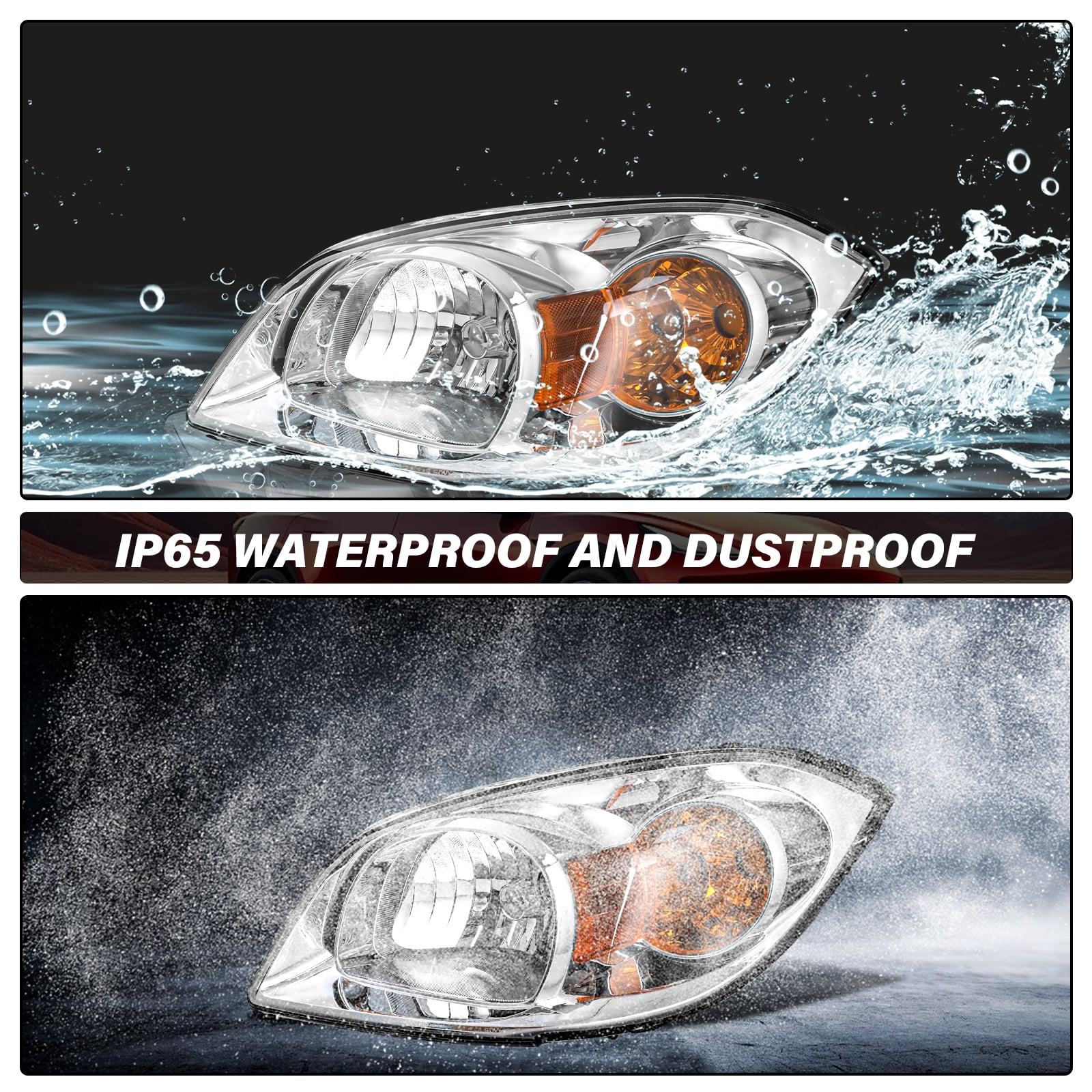 BRYGHT-For 2005-2010 Chevy Cobalt 07-10 Pontiac G5 Chrome Headlights Left+ Right Pairs