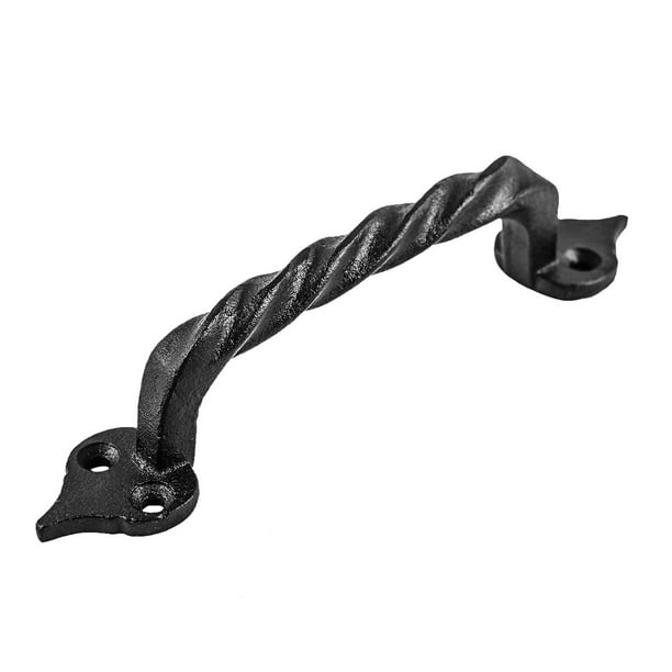 Twisted Black Cast Iron Door Drawer Pull 5 7/8" Total Length