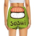 thumbnail image 2 of Lsque Fresh Sushi Printed Women's Running Shorts with Liner Pockets,Elastic Quick Dry Workout Athletic Gym Yoga Shorts,Womens High Waist Shorts-Medium, 2 of 9