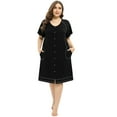 thumbnail image 5 of WBQ Plus Size Loungewear Short Sleeve Nightgown Women's Ultra-Soft Nightshirt Knee Length Sleepwear with Pocket, 5 of 6
