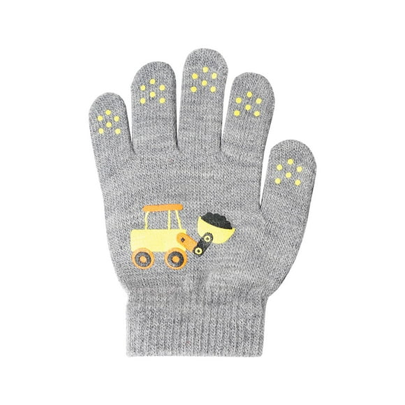 WUANDIXFA Mitaines pour Tout-Petits Gants pour Bébés Garçons Gants pour Enfants Voiture Camion Gants Mignons Dessin Animé Gants Chauds Gris Pâle, Taille Unique