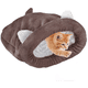 thumbnail image 1 of Saco de dormir para gatos de lana suave, cama para mascotas lavable y cálida, bolsa para abrazos para gatos, cojín y perrera, perrera cerrada, marrón, 50*40cm Rojo Verde, 1 of 5