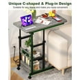 thumbnail image 6 of iSunirm Height Adjustable C Shaped End Table with Charging Station, Mobile Laptop Side Table with USB Ports, 2-tier Sofa Couch Table with Storage Shelf, for Living Room, Bedroom, Black Oak, 6 of 8