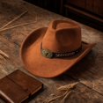 thumbnail image 5 of Qwertyu Western Cowboy Hat for Men Women Classic Roll Up Fedora Hat Jazz Cap with Buckle Belt Brown, 5 of 6