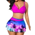 thumbnail image 1 of Txlixc Traje de baño de 2 piezas para mujeres, vestido de bikini de color sólido + falda de hoja de loto Txlixc  moda, 1 of 5