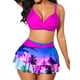 thumbnail image 1 of Txlixc Traje de baño de 2 piezas para mujeres, vestido de bikini de color sólido + falda de hoja de loto Txlixc  moda, 1 of 5