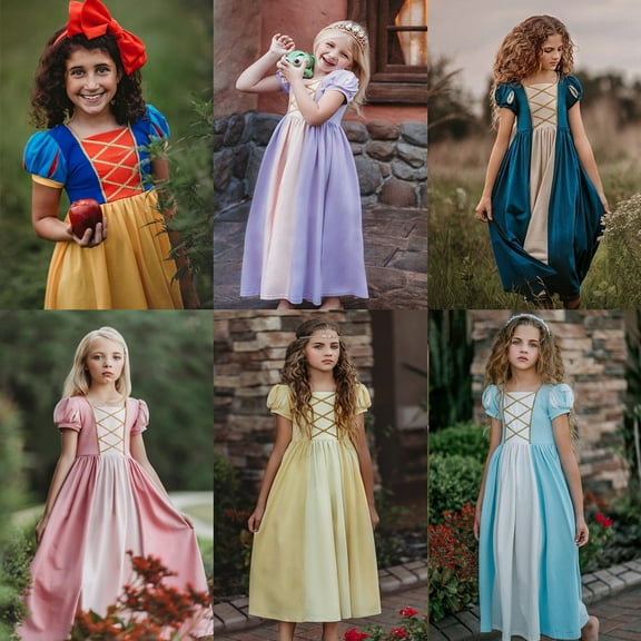 Girls' Fairy Tale Princess Dress Christmas Cosplay Dress Up Belle/Cinderella/Snow White Costumes