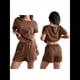 thumbnail image 3 of Conjunto de Ropa de Estar por Casa para Mujer: Camiseta de Corta y Pantalones Cortos, Conjunto de 2 Piezas, Pijama A Juego con Bolsillos Marrón L, 3 of 8