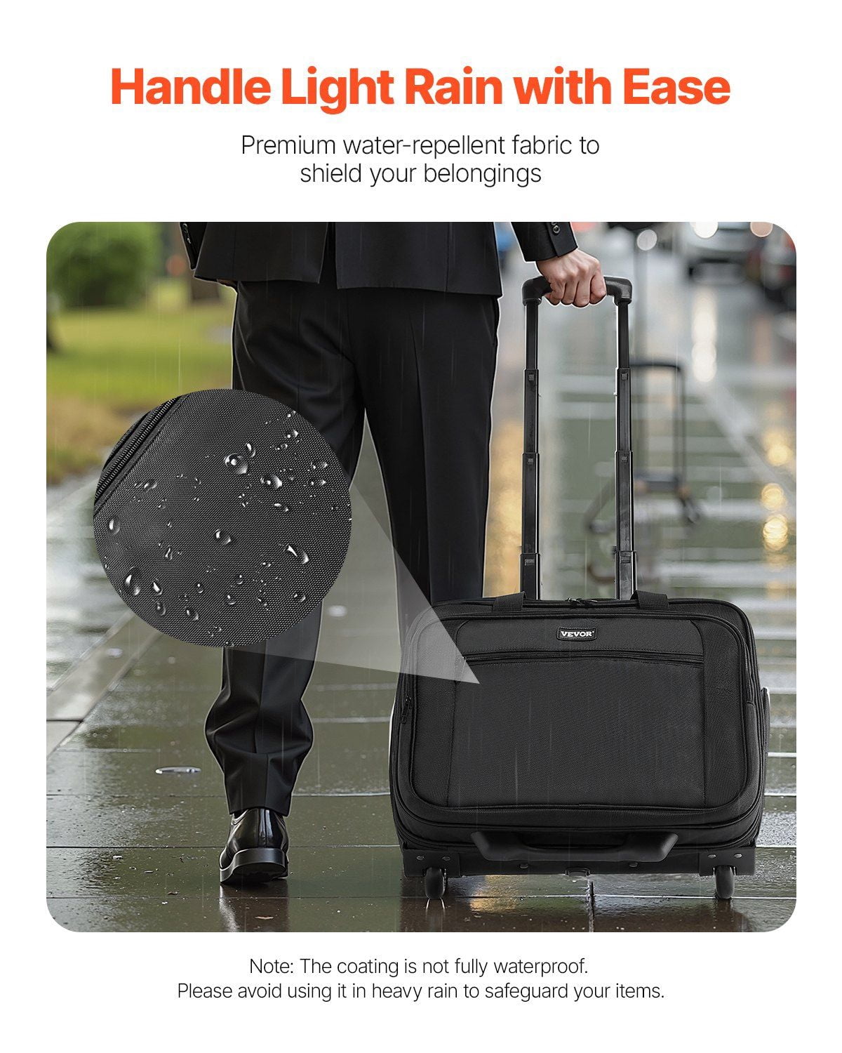 Rolling Laptop Bag with Wheels for 17.3 Inch Computers, Business Travel Briefcase for Women & Men, 1680D Oxford Fabric, Telescopic Handle, Multiple Compartments & Smooth Rolling Design – Black