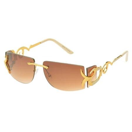 MLC Eyewear 'Cassia' Rimless Rectangle Fashion Sunglasses in Amber