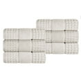 thumbnail image 3 of Superior Zero Twist Cotton Waffle Border Hand Towel Set of 6, Stone, 3 of 13