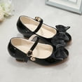 thumbnail image 4 of Gelikeya Girls Dress Shoes Bowknot Flower Girls Wedding Party Low Heels Girls Dress Flat Shoes Rhinestone Princess Leather Shoes Girl Sandals Mary Jane Shoes, Black, 4 of 5