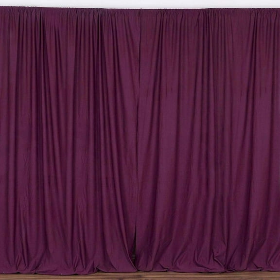 10 feet x 10 feet Polyester Backdrop Drapes Curtains Panels with Rod Pockets - Wedding Party Home Window Decorations - EGGPLANT PURPLE