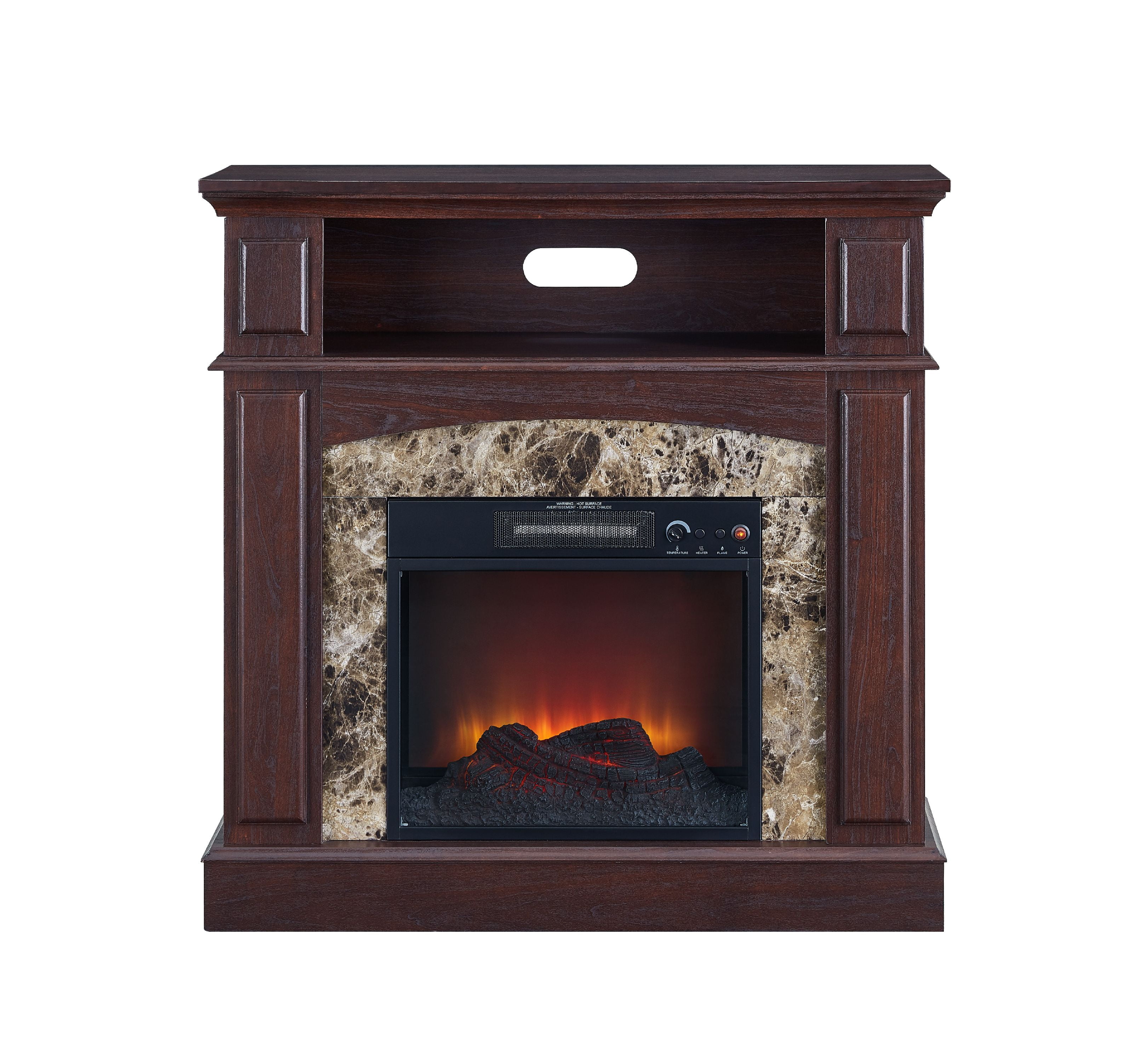 Bold Flame 36 inch Faux Marble Electric Fireplace Heater in Walnut