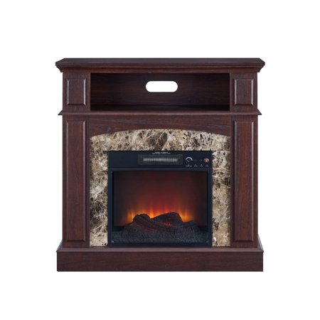 Bold Flame 36 Inch Faux Marble Electric Fireplace In Walnut Best