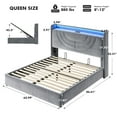 thumbnail image 3 of EnHomee Queen Size Lift up Hydraulic Platform Storage Bed Frame with LED Light &Charge Station,Gray, 3 of 8