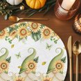 thumbnail image 3 of Yellow Sunflower Round Braided Placemats Set of 1, Gnome Leaf Butterfly Pastoral Plant Heat Insulation Place Mats Washable Non-Slip Table Mats for Kitchen Dining Party, 13 Inches, 3 of 9