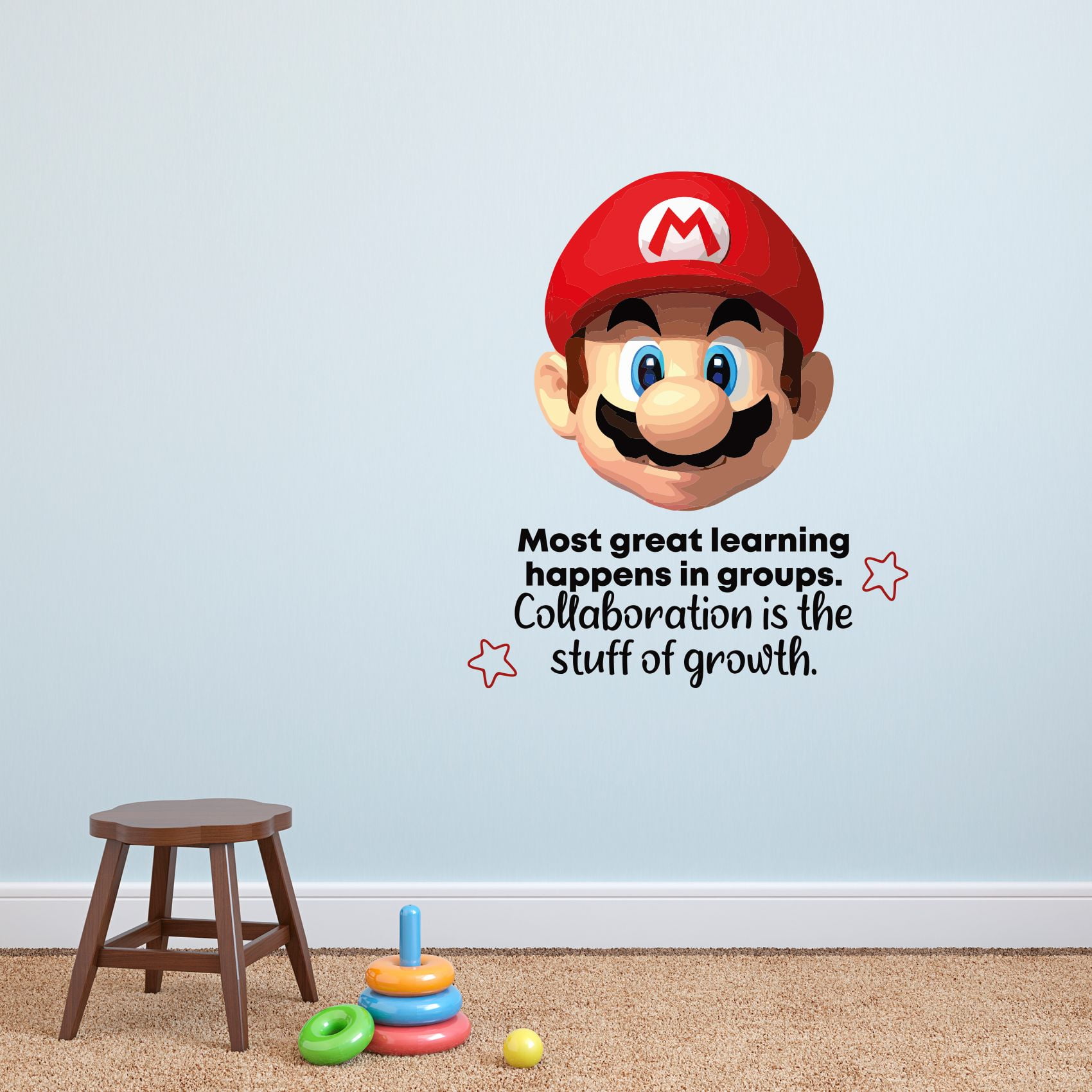 Great Learning Mario Game Life Quote Cartoon Quotes Decors Wall Sticker Art Design Decal For Girls Boys Kid Room Bedroom Nursery Kindergarten Home Decor Stickers Wall Art Vinyl Decoration 20x18 Inch
