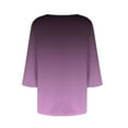 thumbnail image 5 of Jsaierl Tops for Women 3/4 Sleeve Plus Size Button Up Crew Neck Shirts Dressy Gradient Petite Blouses Workout Dressy Tunic Top S-3XL, 5 of 6