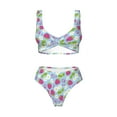 thumbnail image 4 of Rocae Strawberry And Flowers for Bikini Set for Women Two Piece Sexy High Swimsuits Split Crossover Bikini X-Large, 4 of 9