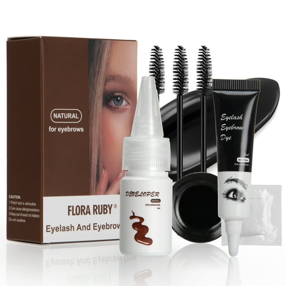 Ouwald Eyelash & Eyebrow Tint Kit, 2-in-1 Lash and Brow Color Kit, Eyebrow Tint and Lash Tint Kit, Easy At-Home Use, Natural Black Color