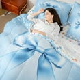thumbnail image 4 of Castle Fairy Cute Bowtie Bedding Comforter Set 7 Pieces for Female Men Women,Geometric Plaid Grid Full Bedding Set Lightweight,Bling Glitter Fitted Sheet Flat Sheet,Super Cozy Room Decor,Reversible, 4 of 8