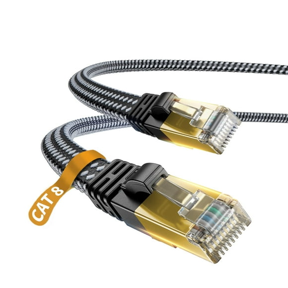 Cat 8 Ethernet Cable DanYee Nylon Braided 10ft High Speed Network Cable LAN Cable Wires CAT 8 RJ45 Ethernet Cable Cord 3ft 10ft 16ft 26ft 33ft 50ft 66ft 100ft (Black 10ft)