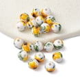 thumbnail image 2 of 20 pc Handmade Porcelain Beads Round with Sunflower Pattern Yellow 8mm Hole: 1.8mm, 2 of 2