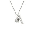 thumbnail image 2 of Delight Jewelry Silvertone Large Paw Silvertone Live the Life You Have Imagined Bar Charm Necklace, 23", 2 of 4