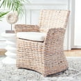 thumbnail image 3 of SAFAVIEH Cabana Rattan Arm Chairs, White Wash/White Cushion (28 in. W x 24.4 in. D x 33.1 in. H), 3 of 12