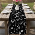 thumbnail image 4 of Black Spring Floral Table Runner - 90 Inch Long Flowers Botanical Elegant Pastoral Cotton and Linen Blended Dress Scarves Farmhouse Table Runner for Kitchen Dining, Coffee Table, 13" x 90", 4 of 8