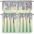 thumbnail image 4 of Hummingbird Lavender Kitchen Curtain Valance and Tiers Set of 3, Light Blocking Window Treatment Tiers Easy Installation for Kitchen Decor 36 inch Length, 4 of 6