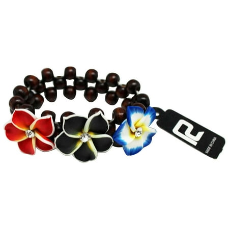 Fashion Jewelry Coco Beads - Multiple Colored Tropcial Coco Flower Bracelet With Brown Beads