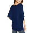 thumbnail image 4 of Made by Johnny Women's Scoop Neck Half Sleeve Batwing Dolman Top M NAVY, 4 of 6