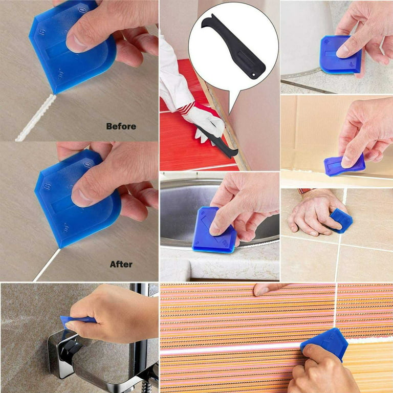 4 Pieces Silicone Caulking Tool Set Sealant Finishing Tool Grout Scraper  Caulking Removal Tool for Kitchen Bathroom Floor Sink Joint Sealant