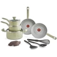 thumbnail image 1 of T-fal Recycled Ceramic Nonstick Cookware Set 12 Piece, Oven Safe 350F, Pots and Pans, Fry Pan, Kitchen tools, Green, 1 of 6