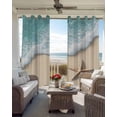 thumbnail image 4 of Blackout Curtains for Bedroom, Beach Coastal Room Darkening Window Drapes for Living Room, Summer Nautical Starfish Aqua Beige Thermal Insulated Grommet Curtains, 52x45 inch, 2 Panels, 4 of 9
