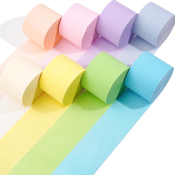 Lote de 8 serpentinas pastel de Captain Decor, 200 m (656 pies) de decoraciones de cumpleaños pastel, decoraciones de fiesta arcoíris, suministros para fiestas de fondo y decoración de bodas (4,6 cm x