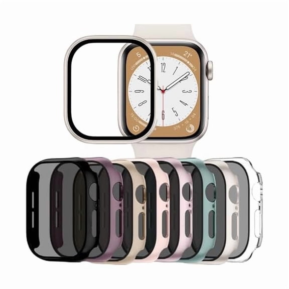 8-Pack Privacy Case for Apple Watch SE 3 Screen Protector 40mm Series 6 5 4, Anti-Spy 9H Hardness Tempered Glass Film, Full Protective Face Covers, Slim Guard Bumper for iWatch 40mm Accessories