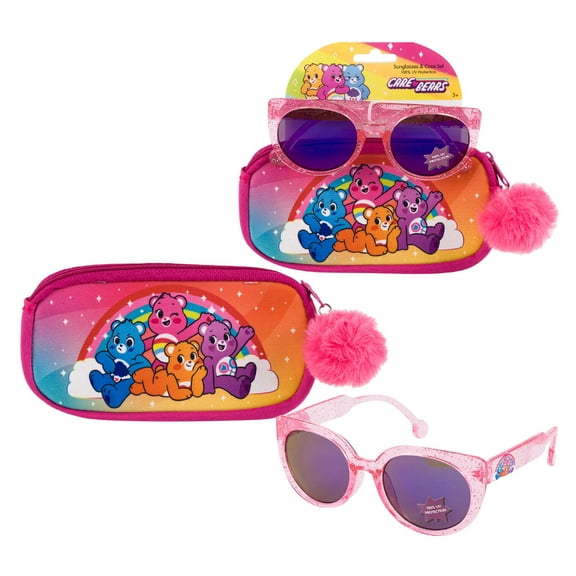Care Bears Sunglasses & Case Set - 100% UV Protection - Glittery Pink
